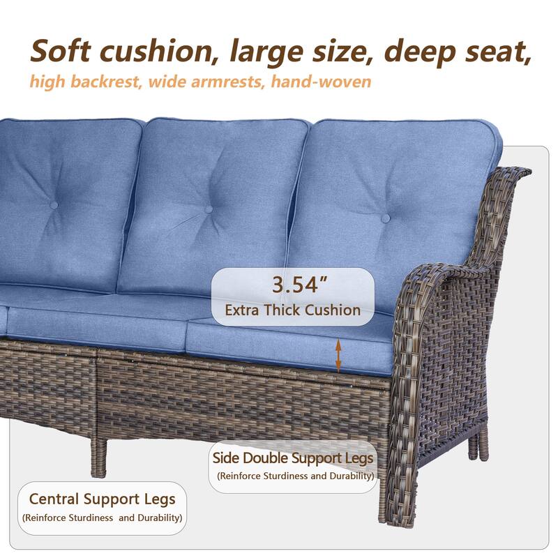 Outdoor Wicker Patio Conversation Seating Sofa Sets with Swivel Chairs
