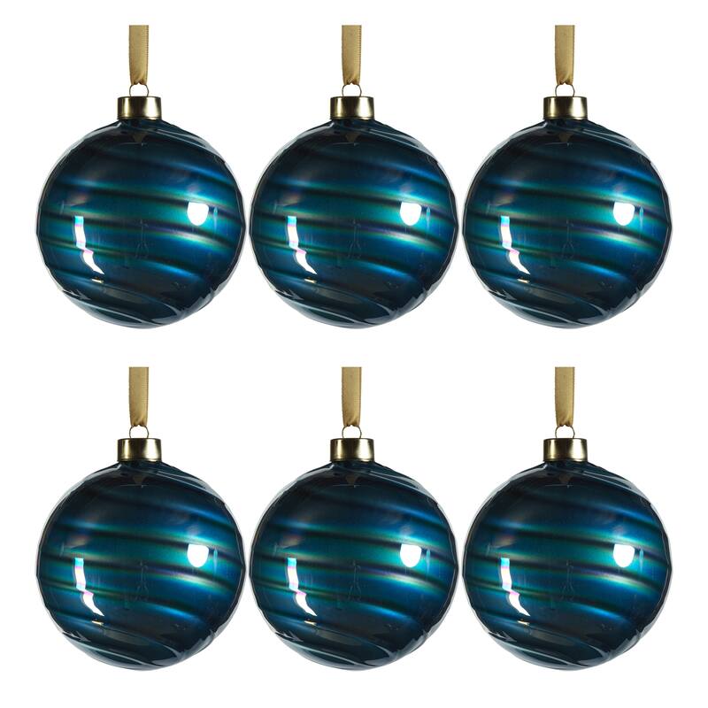Pearl Luster 4" Glass Ball Ornaments, Set of 6