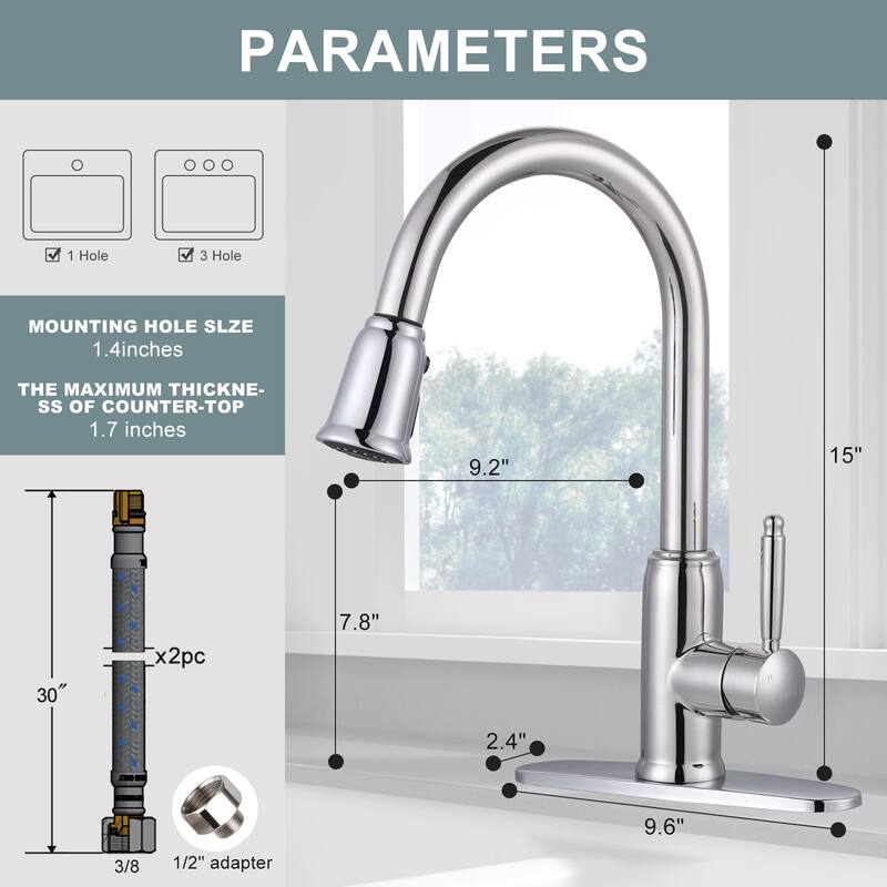 WOWOW Pull Down Sprayer Kitchen Faucet