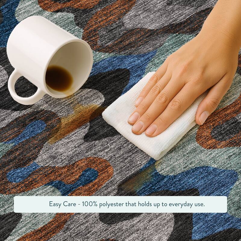 Machine Washable Indoor/ Outdoor Modern Mason Chantille Rug