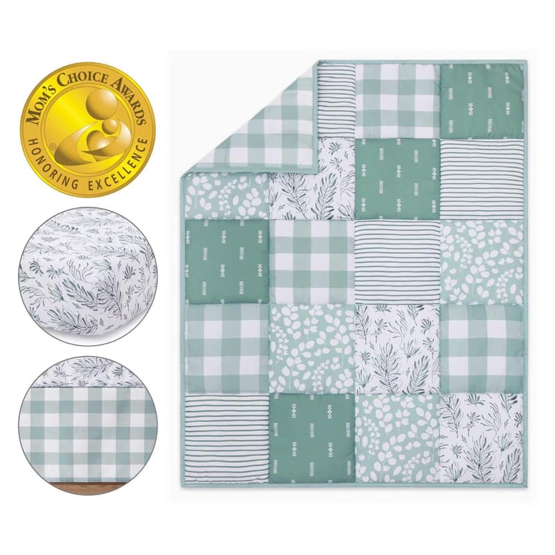 The Peanutshell Nursery Crib Bedding Set for Baby Girls and Boys, Sage, 3 Pieces