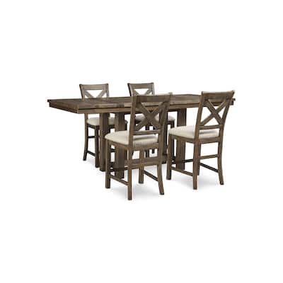 Signature Design by Ashley Moriville Grayish Brown 5-Piece Counter Height Dining Package