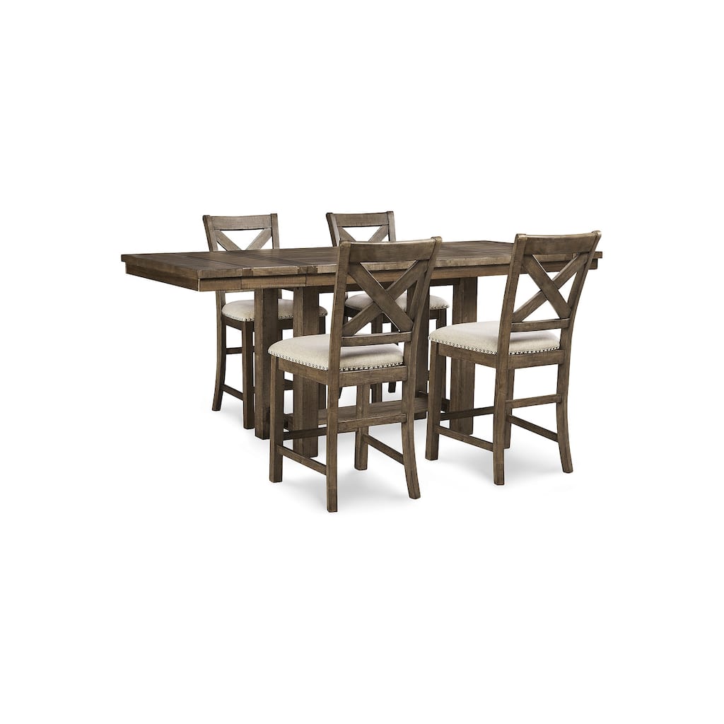 Signature Design by Ashley Moriville Grayish Brown 5-Piece Counter Height Dining Package