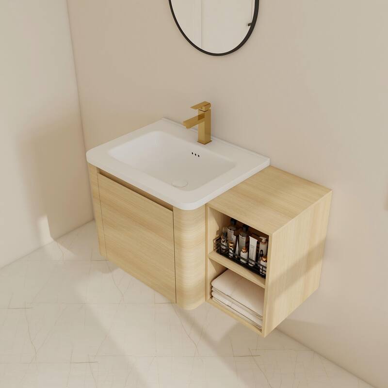 BNK 24''/28''/36''/40''/60''/68'' Bathroom Vanity With Sink, Floating Bathroom Vanity with Soft Close Doors and Shelf