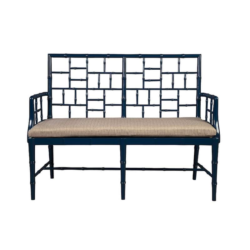 Furniture Classics Blue Mahogany Cane Seat Belleville Settee