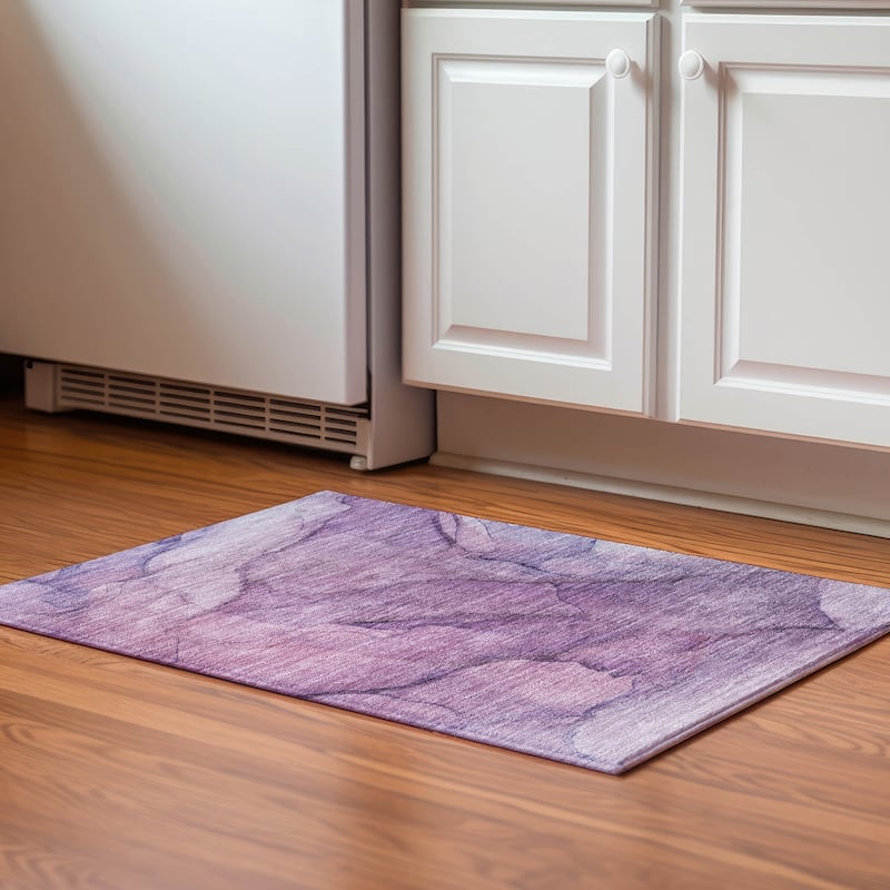 Premium Washable Super Soft Abstract Waves Mayfield Rug - Purple - 1' 8" x 2' 6" - Rectangle