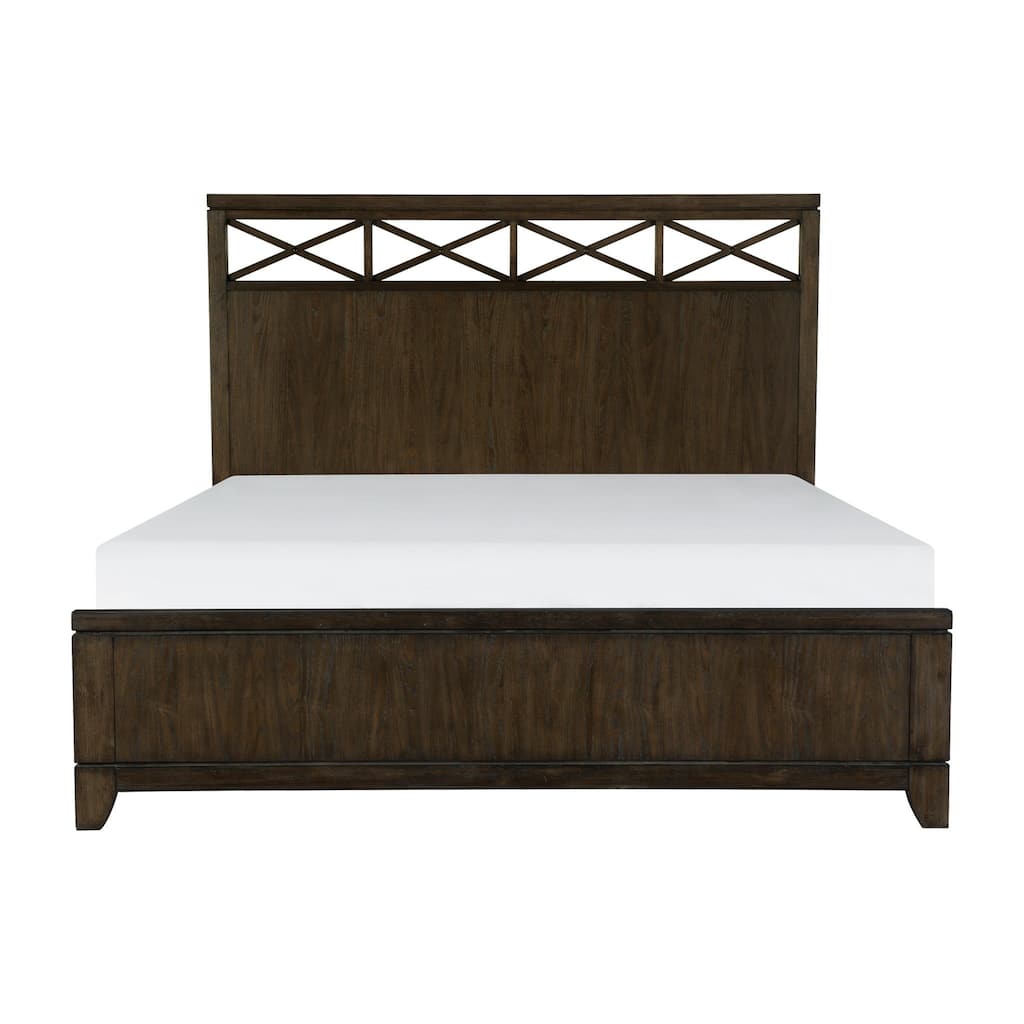 Contemporary Style Bed Dark Brown Finish