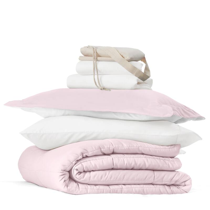 8pc Twin XL Solid Dorm Bedding Bundle