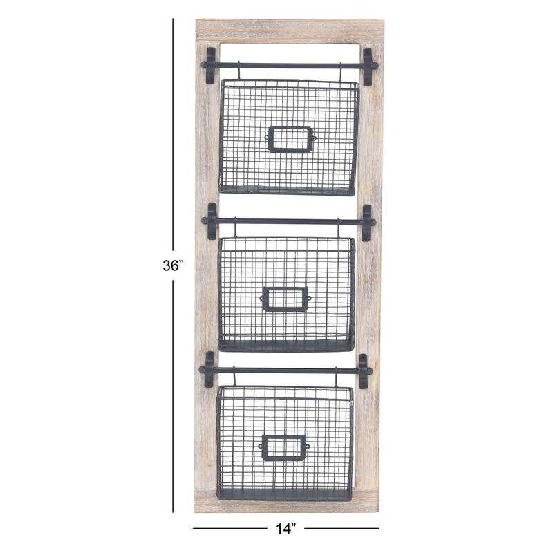 Black Metal Wire 3 or 2 Slot Magazine Rack Holder with Suspended Baskets and Label Slots