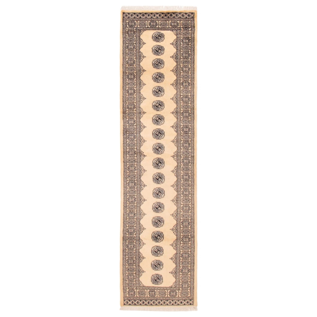 ECARPETGALLERY Hand-knotted Peshawar Bokhara Beige Wool Rug - 2'7 x 10'0