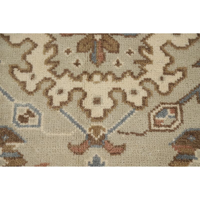 Geometric Oushak Indian Area Rug Hand-Knotted Wool Carpet - 8'0" x 9'9"