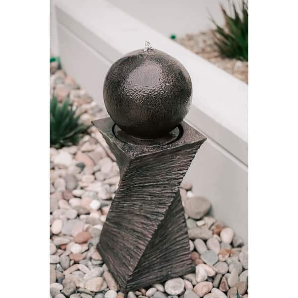 Xbrand Swirl Sphere Water Fountain Indoor Outdoor Decor 30 Inch Tall Black On Sale Overstock 31440966