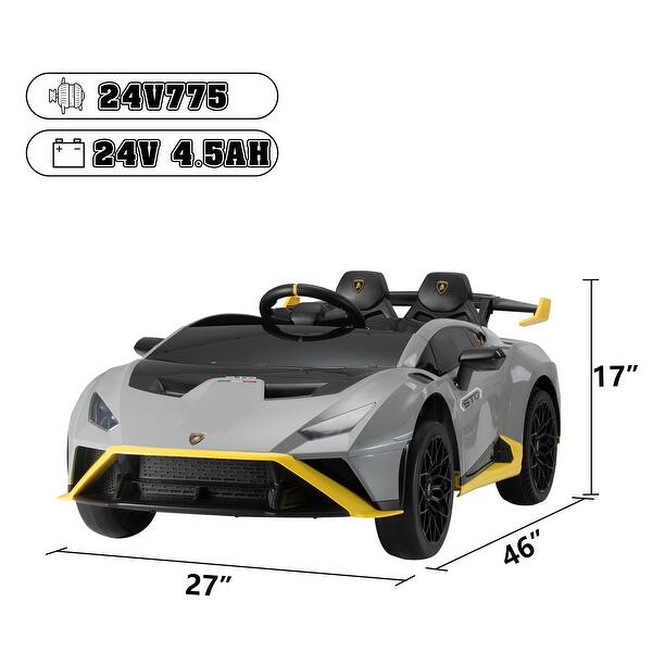 24V Lamborghini Kids Electric Ride-On Car with LED Lights and USB