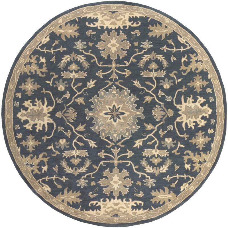 Livabliss Caesar Traditional Area Rug - 9'9" x 9'9" Round - Navy - Round