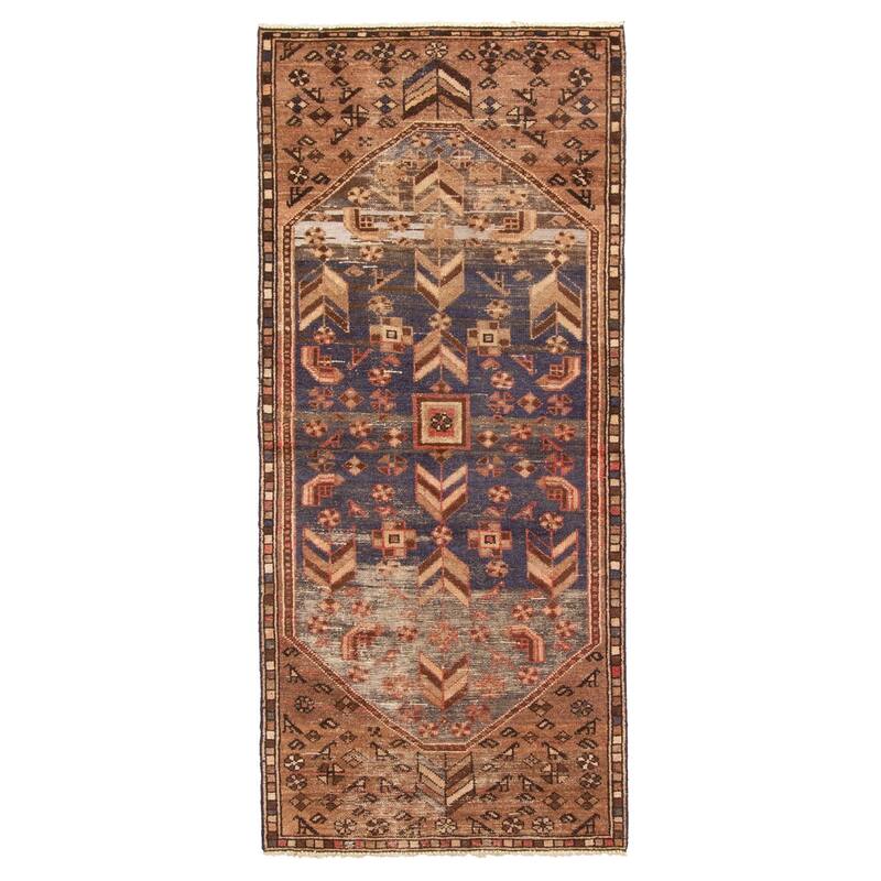 ECARPETGALLERY Hand-knotted Antalya Vintage Dark Navy Wool Rug - 2'7 x 6'0