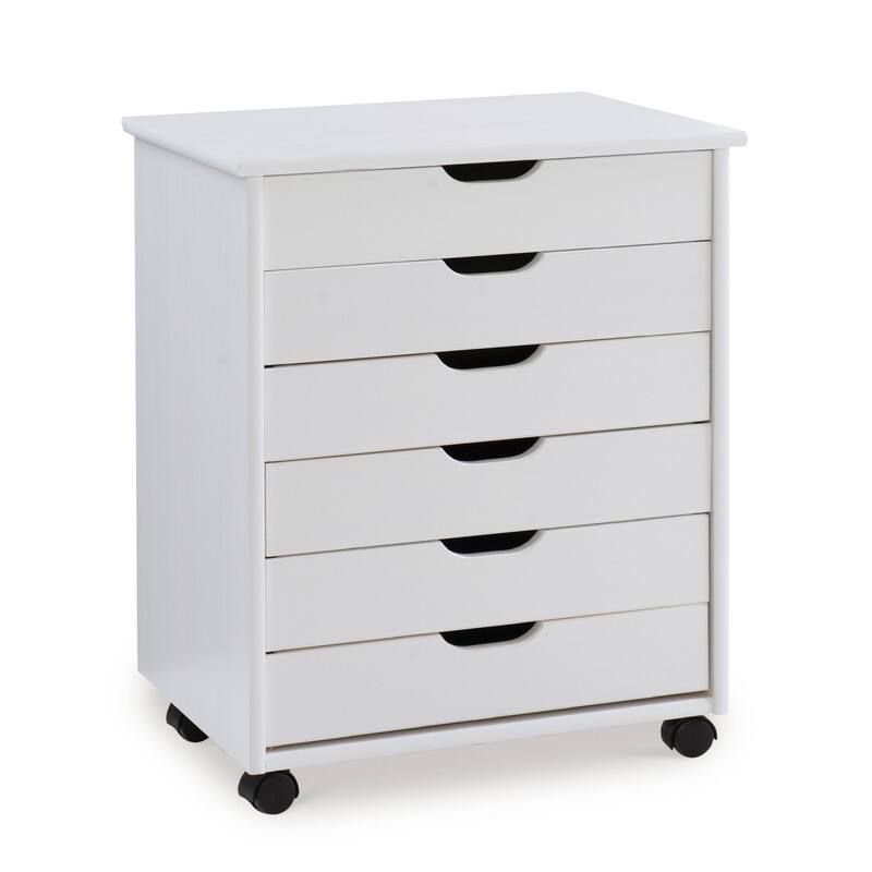 Bridgton 6-drawer Wide Rolling Storage Chest Cart - White