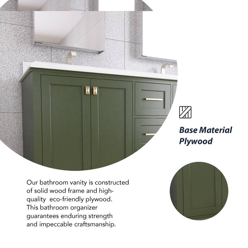 60/72 Inches Plywood Freestanding Bathroom Vanity Set with Drawer and Ceramic Sink