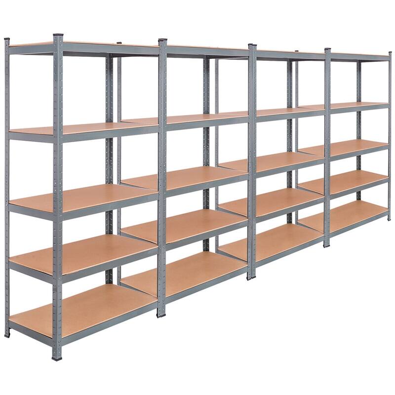 Gymax 72'' Steel 5-tier Garage Shelf Metal Storage Adjustable Unit - 4 Piece