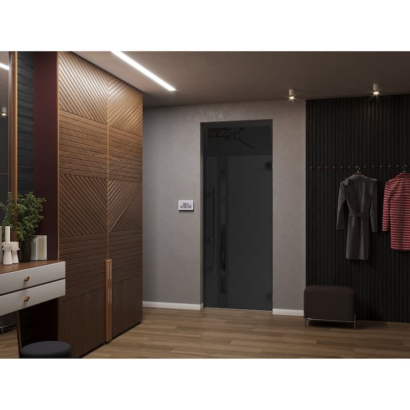 Front Exterior Prehung Steel Door Ronex 1033 Teak Entry Metal Painted W36xH80 Left hand Inswing