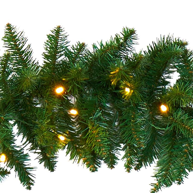 9Ft Christmas Garland with LED Lights - Artificial Pine Holiday Decor for Home - 108