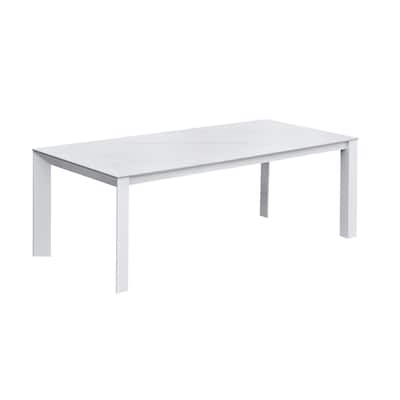 Alexa Outdoor Aluminum Dining Table, White