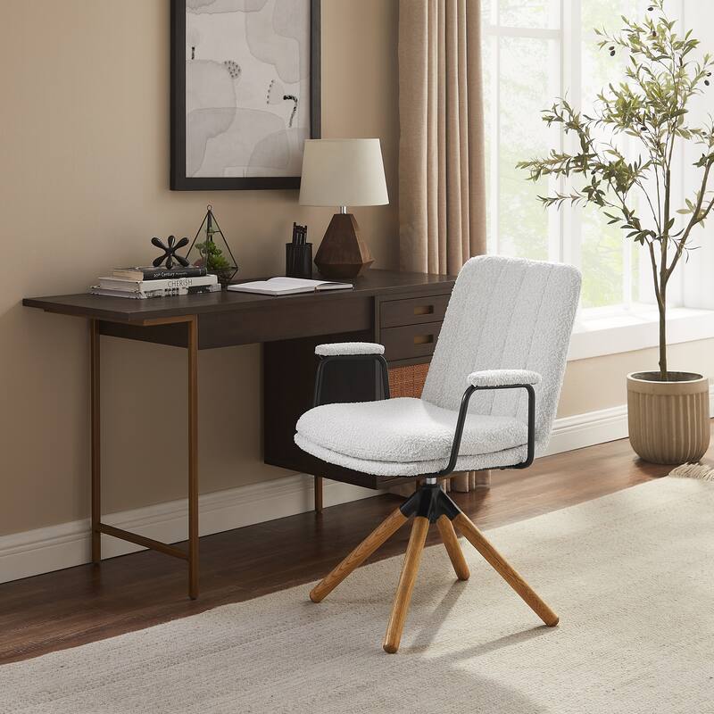 Art Leon Faux Leather Swivel Accent Arm Chair