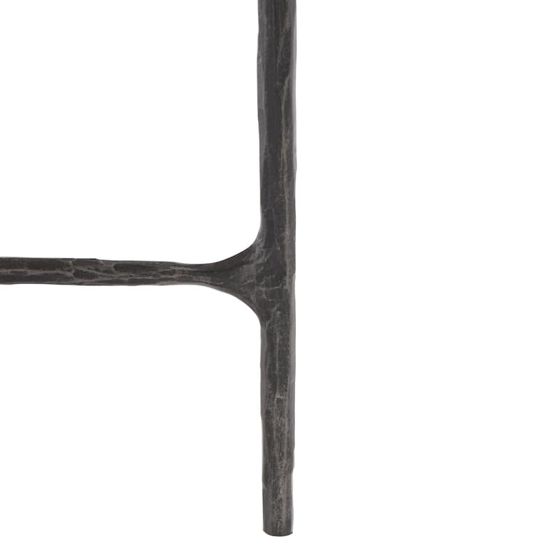 SAFAVIEH Couture Saliha Forged Metal Round End Table - 18" W x 18" L x 20" H - 18"W x 18"D x 20"H - Black/Clear