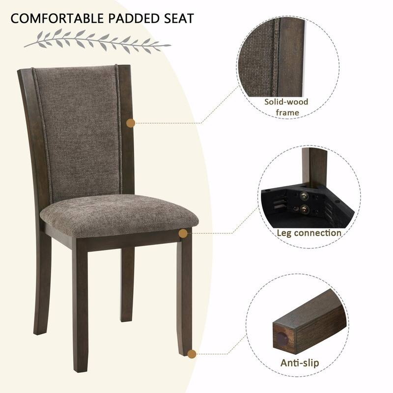 Wooden Dining Chairs Set of 4, Upholstered Side Chairs with Padded Seat for Kitchen & Dining Room