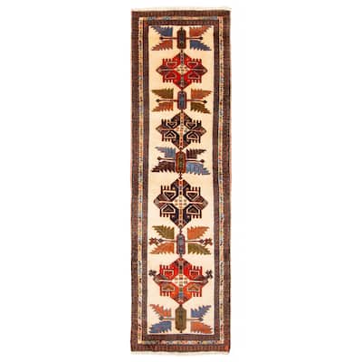 ECARPETGALLERY Hand-knotted Kayseri Vintage Cream Wool Rug - 2'8 x 8'9
