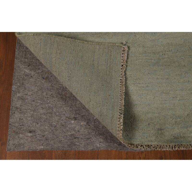 Sage Green Solid Gabbeh Modern Area Rug Hand-Knotted Wool Carpet - 6'10" x 9'5"