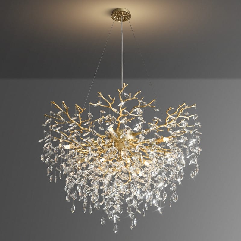 Modern Round Branch Crystal Chandelier, 600-1200mm Diameter, Marquise Cut Crystal Pendant Light