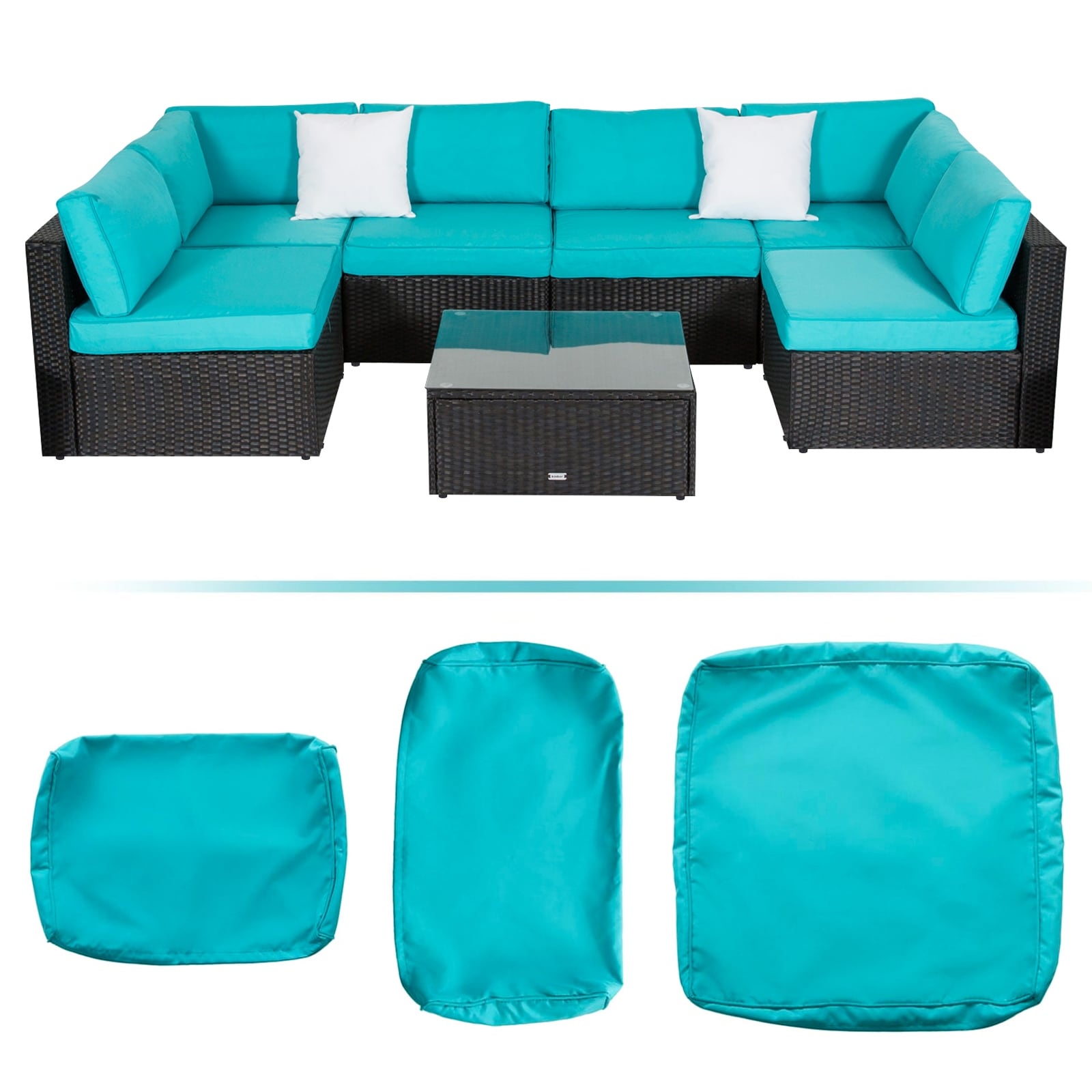 Kinbor Patio Furniture Cushion Covers Replacement for 7Pcs