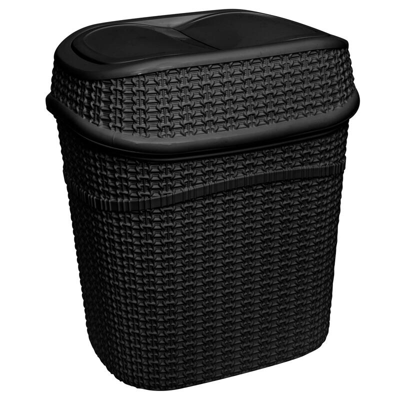 Bath Bliss 9.5 Liter Sailor Knot Swing Top Waste Bin - 11.22" x 8.27" x 12.6" - Matteblack