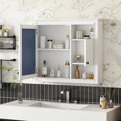 Wall Mounted Bathroom Storage Cabinet, Bathroom Wall Cabinet with Mirrored Door, Medicine Cabinet with 3 Adjustable Shelves