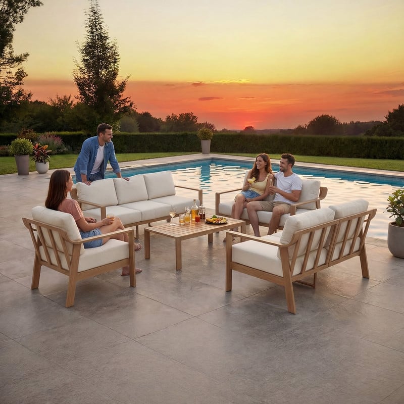 Spruce & Spring Outdoor Patio Furniture Set Aluminum Sofa Accent Chair