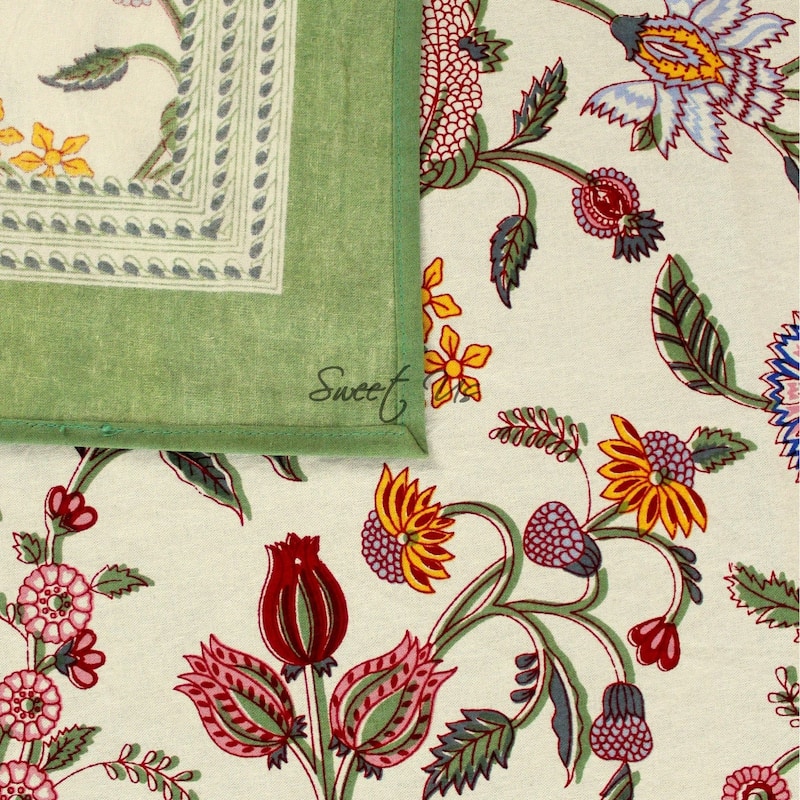 Cotton Floral Berry Print Tablecloth Collection