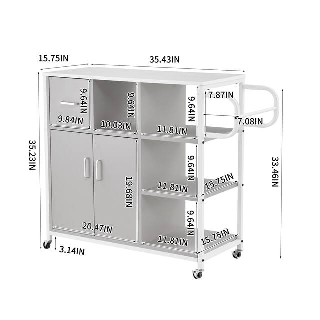 Mobile Bar Cart Serving Wine Cart with Wheels, 3-tier Metal Frame Elegant Wine Storage