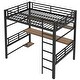 preview thumbnail 12 of 14, Full Size Loft Bed with Shelf, LED Light and Iron Mesh, Black