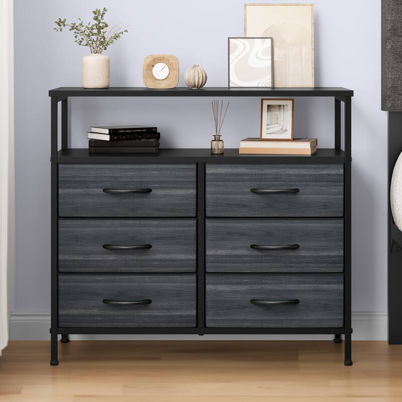 Moasis 5/6/8-drawer Fabric Dresser Bedroom Storage Tower with Wood Grain