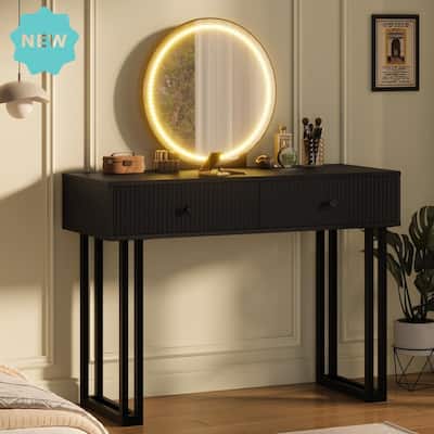 49.2" Vanity Desk with Mirror and Lights, Modern Makeup Table with 2 Drawers