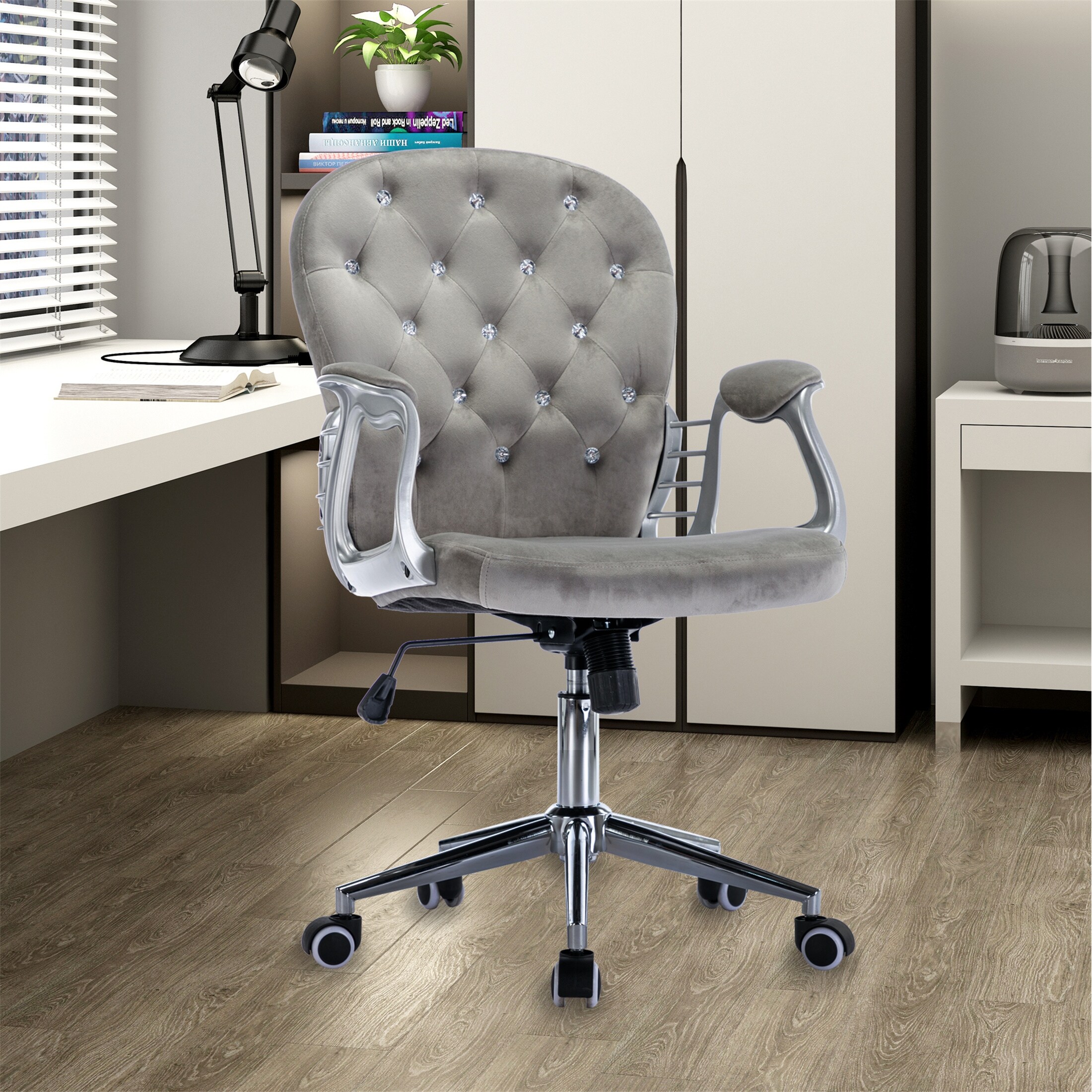 Grey crushed 2025 velvet desk chair