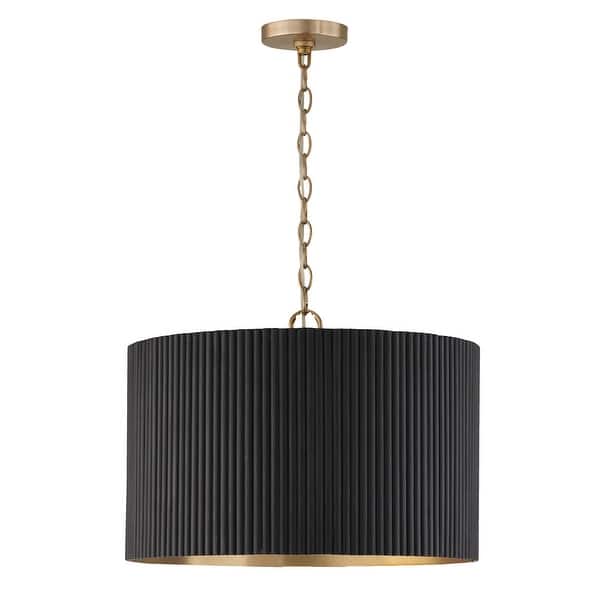 slide 2 of 10, Donovan 3-Light Pendant - 19.75"W x 14.50"H Black Stain and Matte Brass