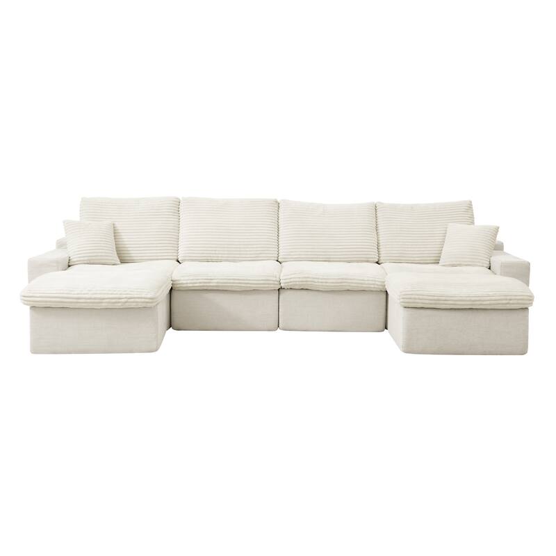 142" Modular U-Shaped Sectional Sofa, No Assembly Required, DIY Combination