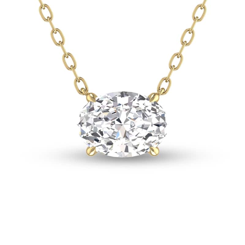 Marquee Lab Grown 3/4 CTW Floating Oval Diamond Solitaire Pendant in 14K Yellow Gold