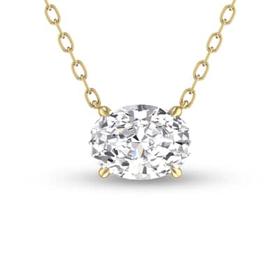 Marquee Lab Grown 3/4 CTW Floating Oval Diamond Solitaire Pendant in 14K Yellow Gold