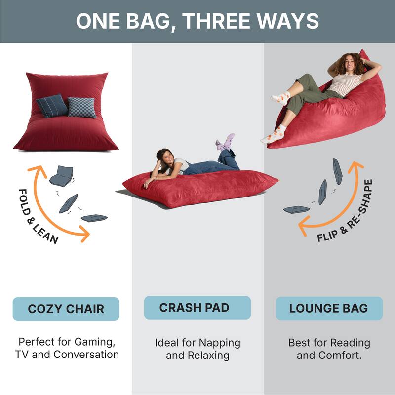 Jaxx 5.5' Microsuede Bean Bag Floor Pillow and Lounger