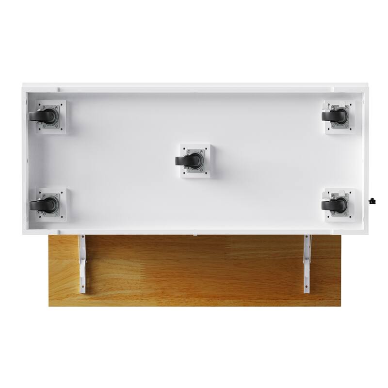 48″ Kitchen Island Cart with Power Outlet, Drop Leaf & Two Bar Stools