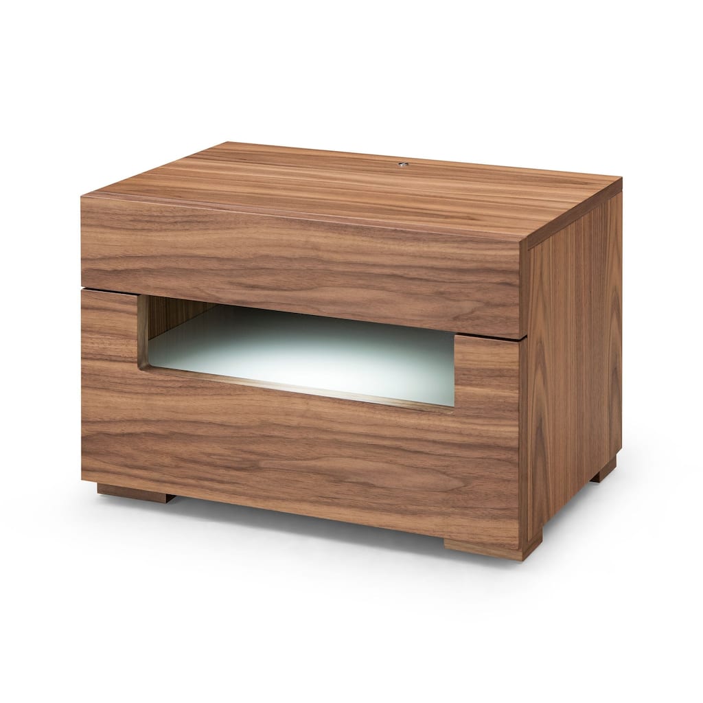 Modrest Ceres Contemporary LED Walnut Nightstand