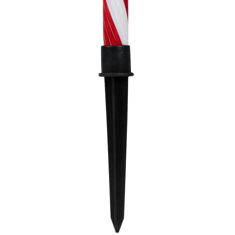 LED Lighted 8-Speed Candy Cane Christmas Pathway Markers - White - 18.25' Clear Wire - 8ct - Red
