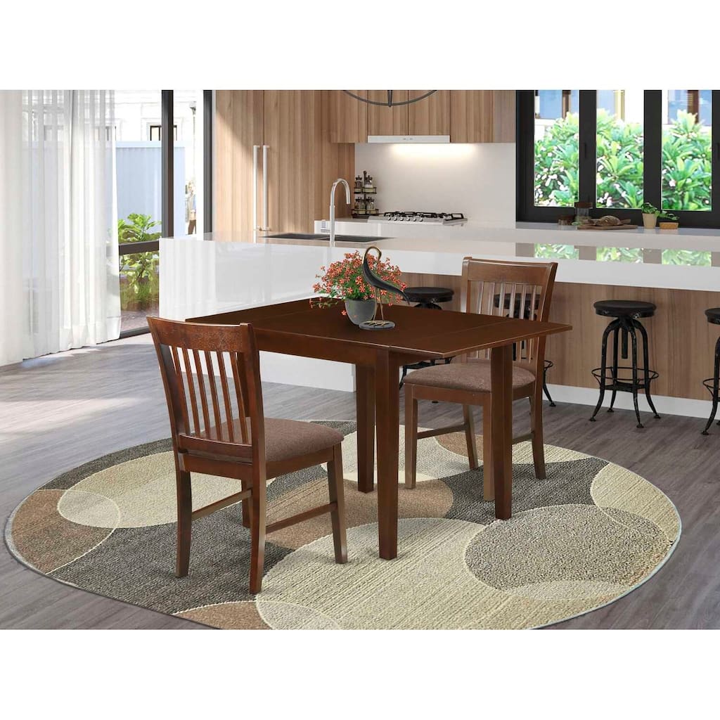 HomeStock 3-Pc Mahogany Finish Solid Wood Top Dining Table Set
